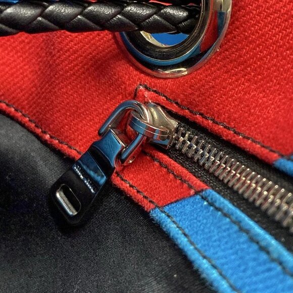 Auth miumiu - 5BZ006 Blue Red Multi Canvas Leather Backpack - Picture 13 of 16